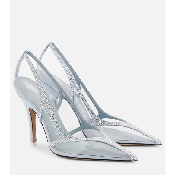 THE ATTICO Venus Chrome Pumps in Dusty Baby 38 New Womens Crystal High Heels - Picture 1 of 16